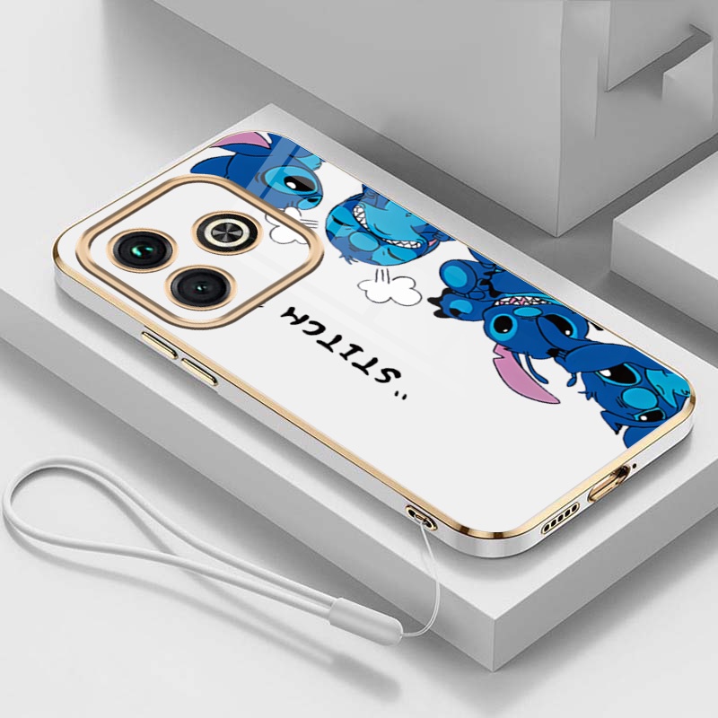 Tecno Spark GO 2024 Casing Cartoon Monsters Mobile Case Big Eyes Stitch Straight Edge Full Camera Protected Cover. 