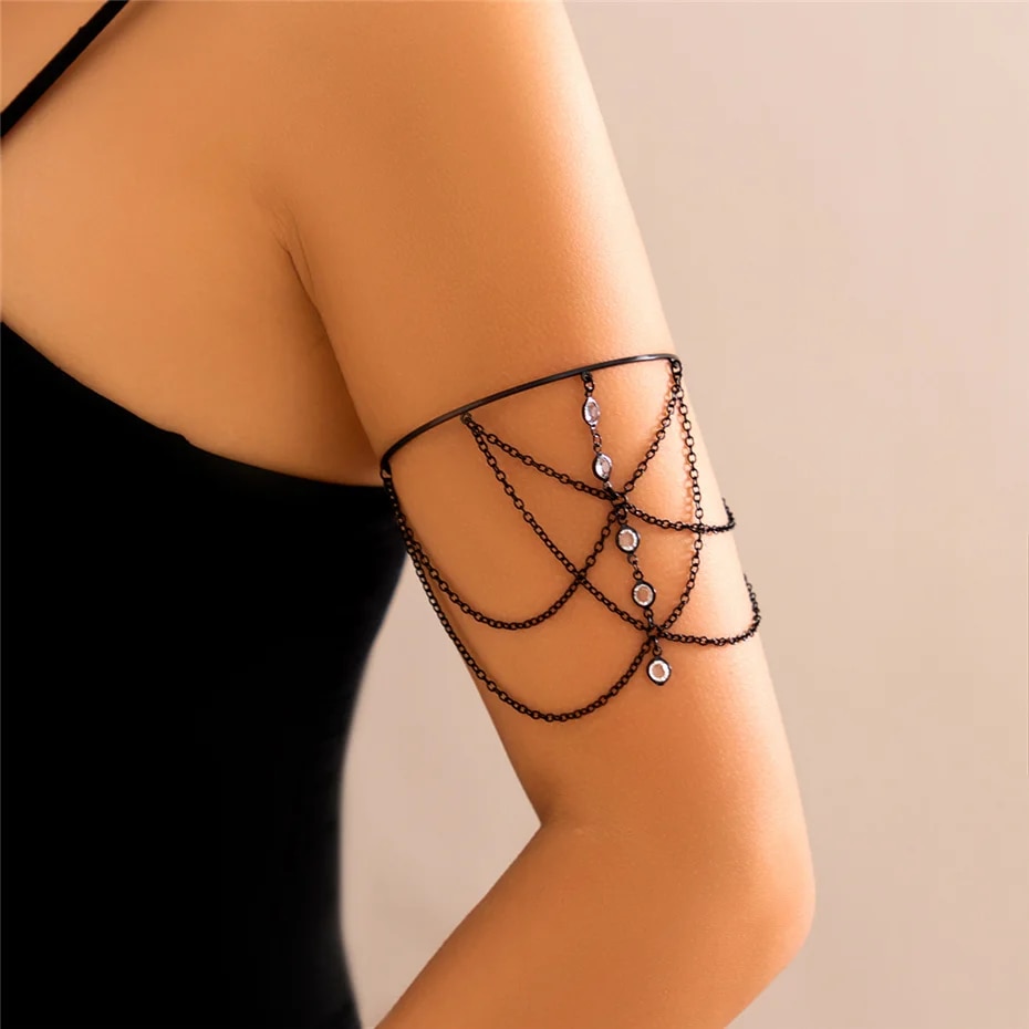 Ingemark Punk Gold Color Sequin Open Upper Arm Bracelet for Women Vintage Star Rod Pendant Cuff Bangles Couple Jewelry Gift New