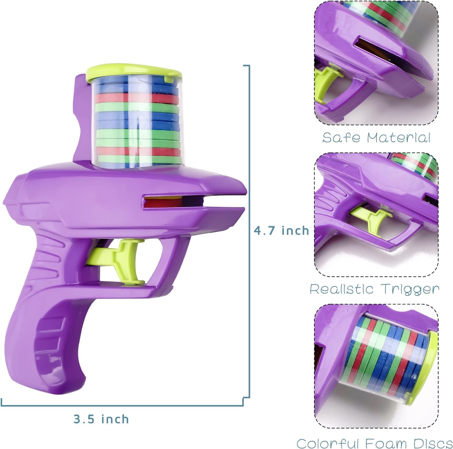 Disc Launcher Shooter Toy Gun with 1 Gun and 15 Frisbees,Creative Gift for Outdoor Picnics and Playtime with Friends Suitable for Ages 6 and up. 