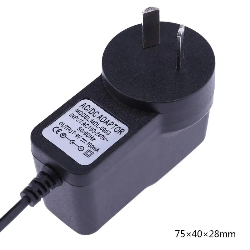 ALLOYSEED Negative Pole 9V 300mA EU US AU AC to DC Power Adapter Converter 5.5*2.5mm Center Negative Pole of 5.5*2.1mm Plug. 