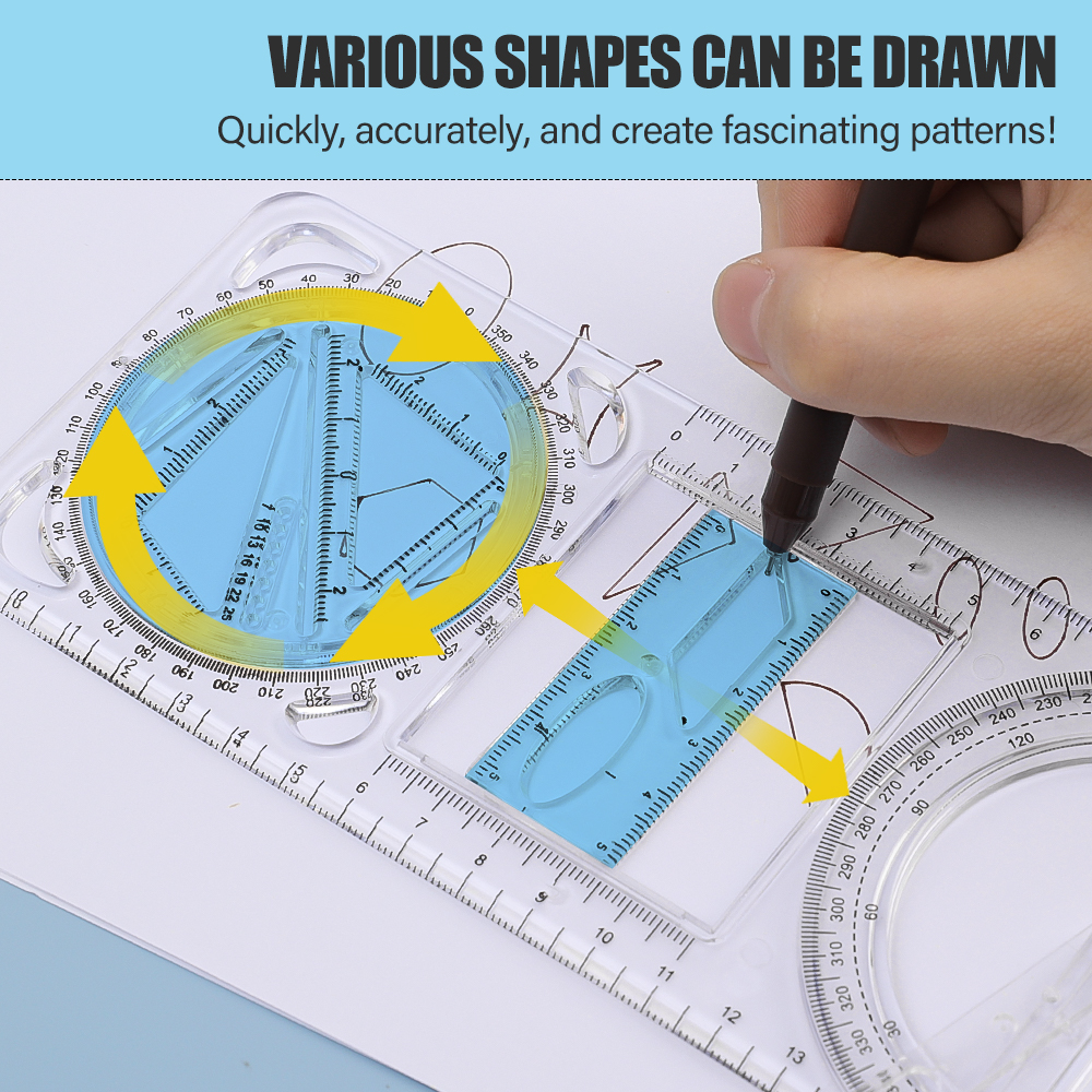 1/3Pcs Multifunctional Geometric Ruler Drawing Template Measuring Tool For Active Drawing Ruler School Office Supply Ruler. 