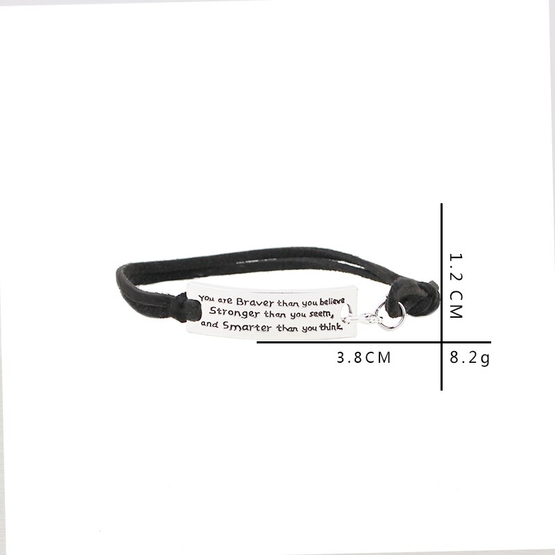 【VisioN Shop】You are braver you stronger than you seem and smarter than you think Bracelets letter Leather Bangles men. 