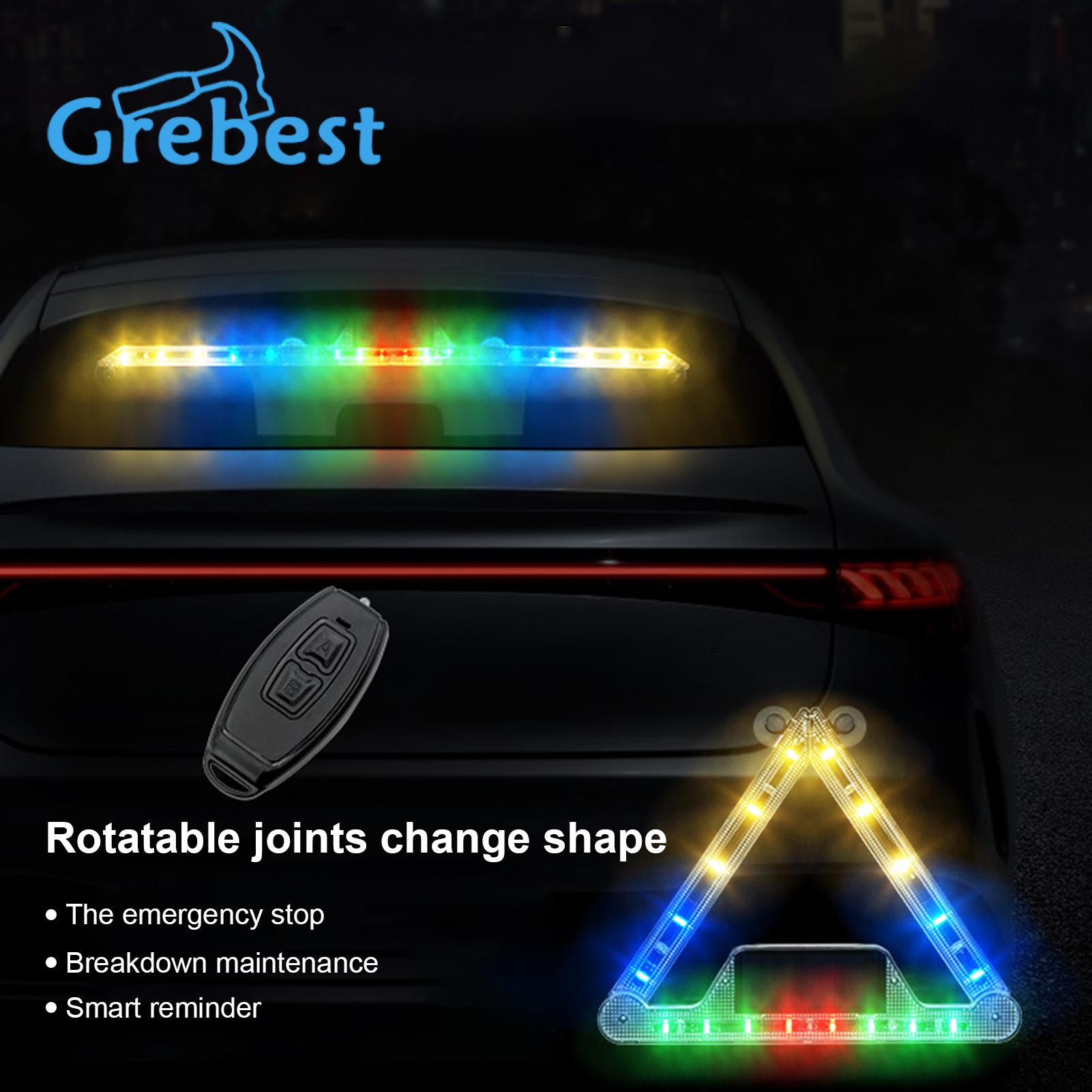 Grebest Vehicle Warning Triangle Light Foldable Parking Safety Triangle Warning Lamp. 