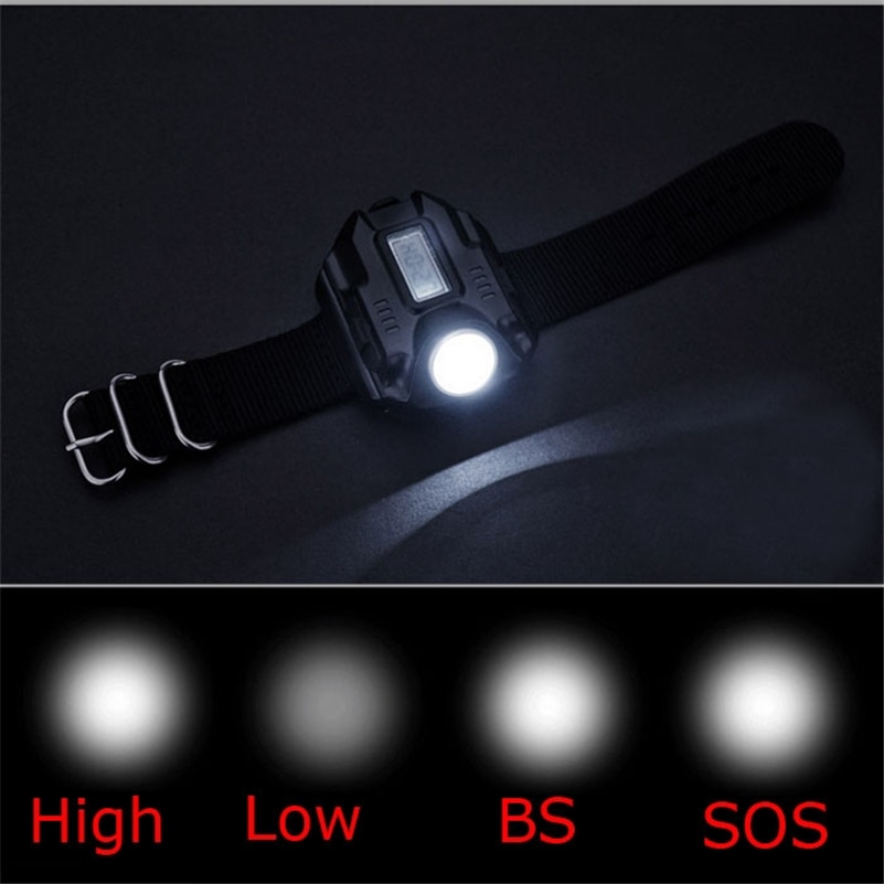 Watch Flash Light Led  LED clock tactical USB Chng Wrist Model Tactical Rechargeable with   Outdoor lamp - Multicolor. 