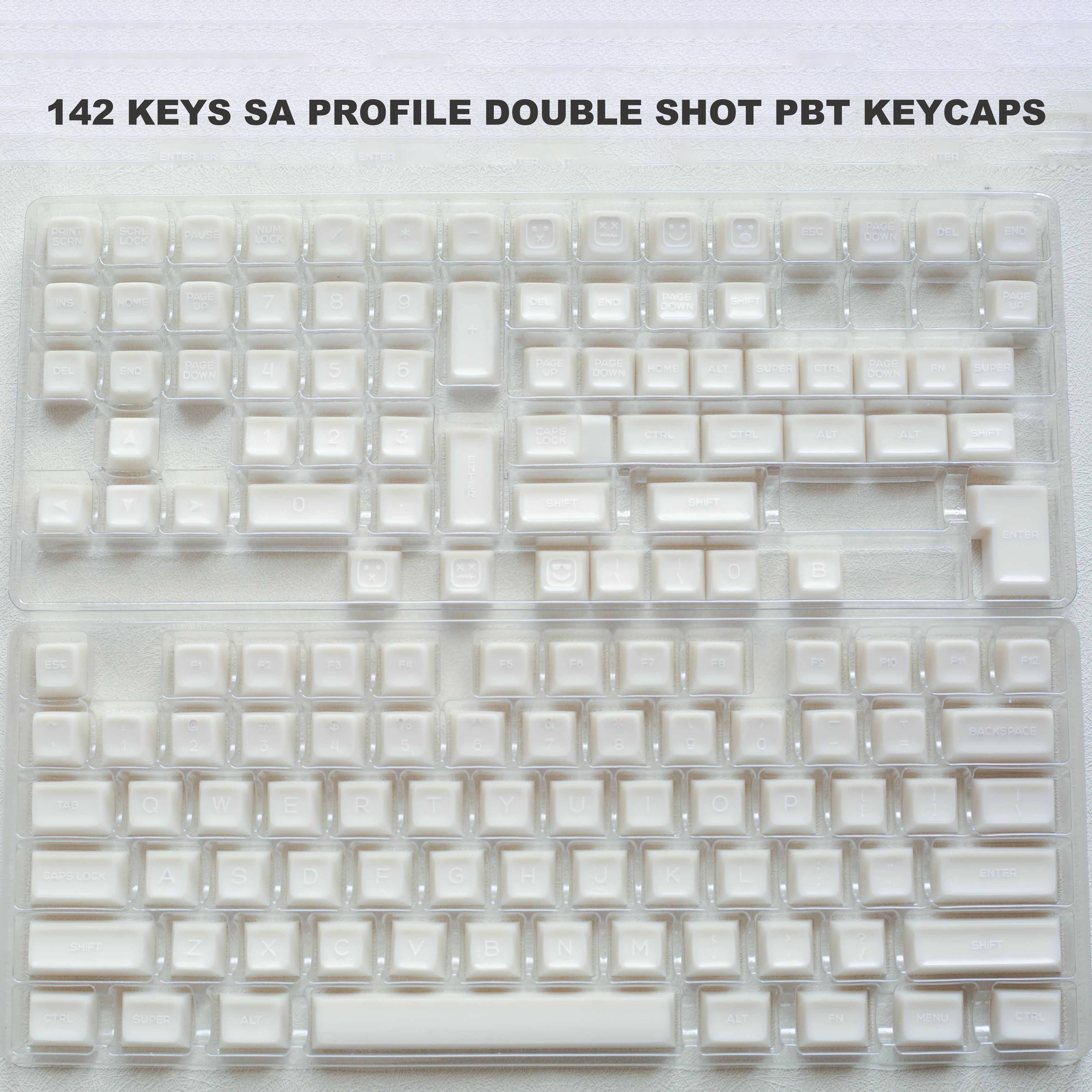 142 Keys SA Profile Marble Themed Double Shot PBT Keycaps Milk White Translucent Keyboard Keycaps for MX Switches Gamer Keyboard. 