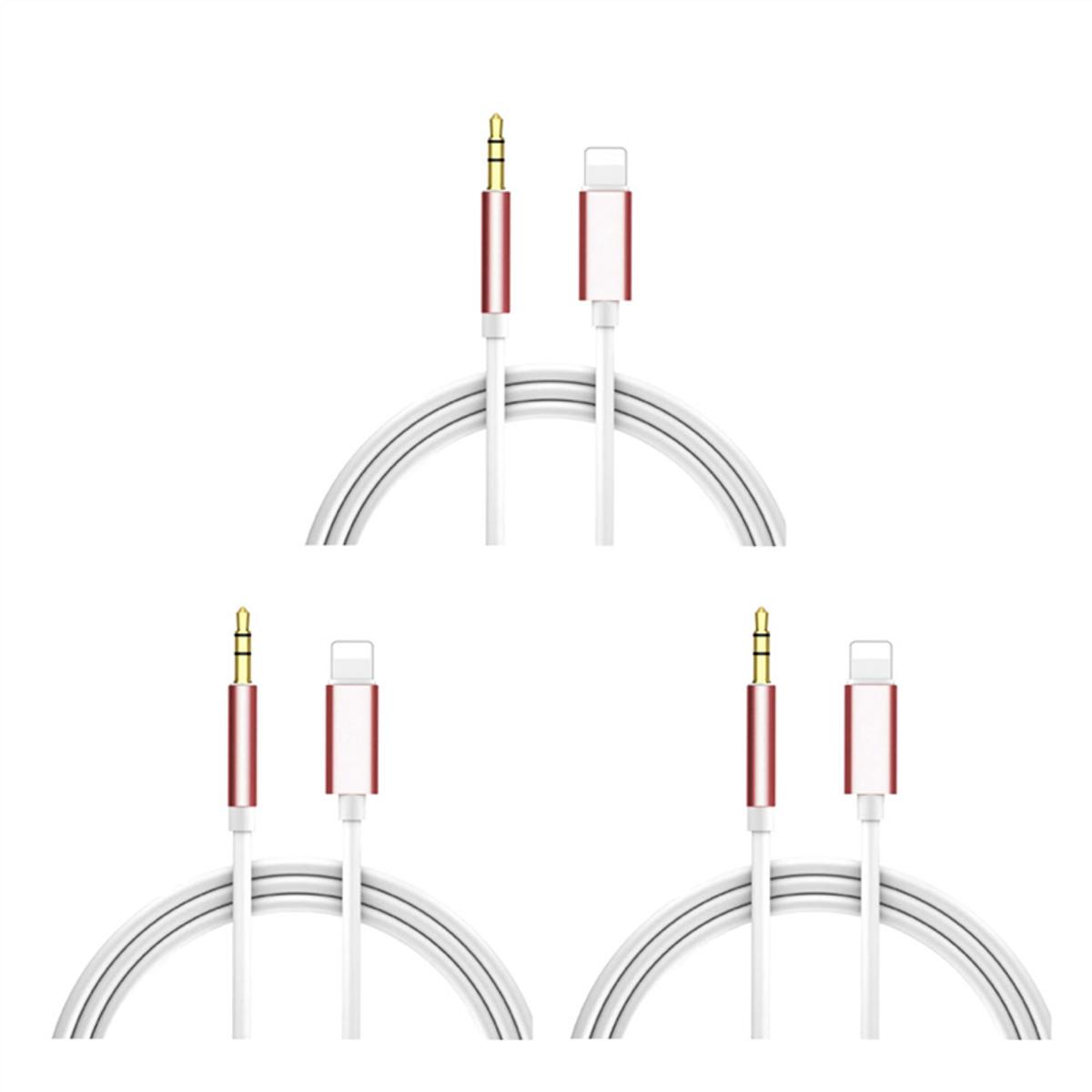 3X for iPhone Aux Cord Aux Cord for Car Apple to 3.5mm Aux Cable for iPhone5 and Above Models and iPad-Rose Gold