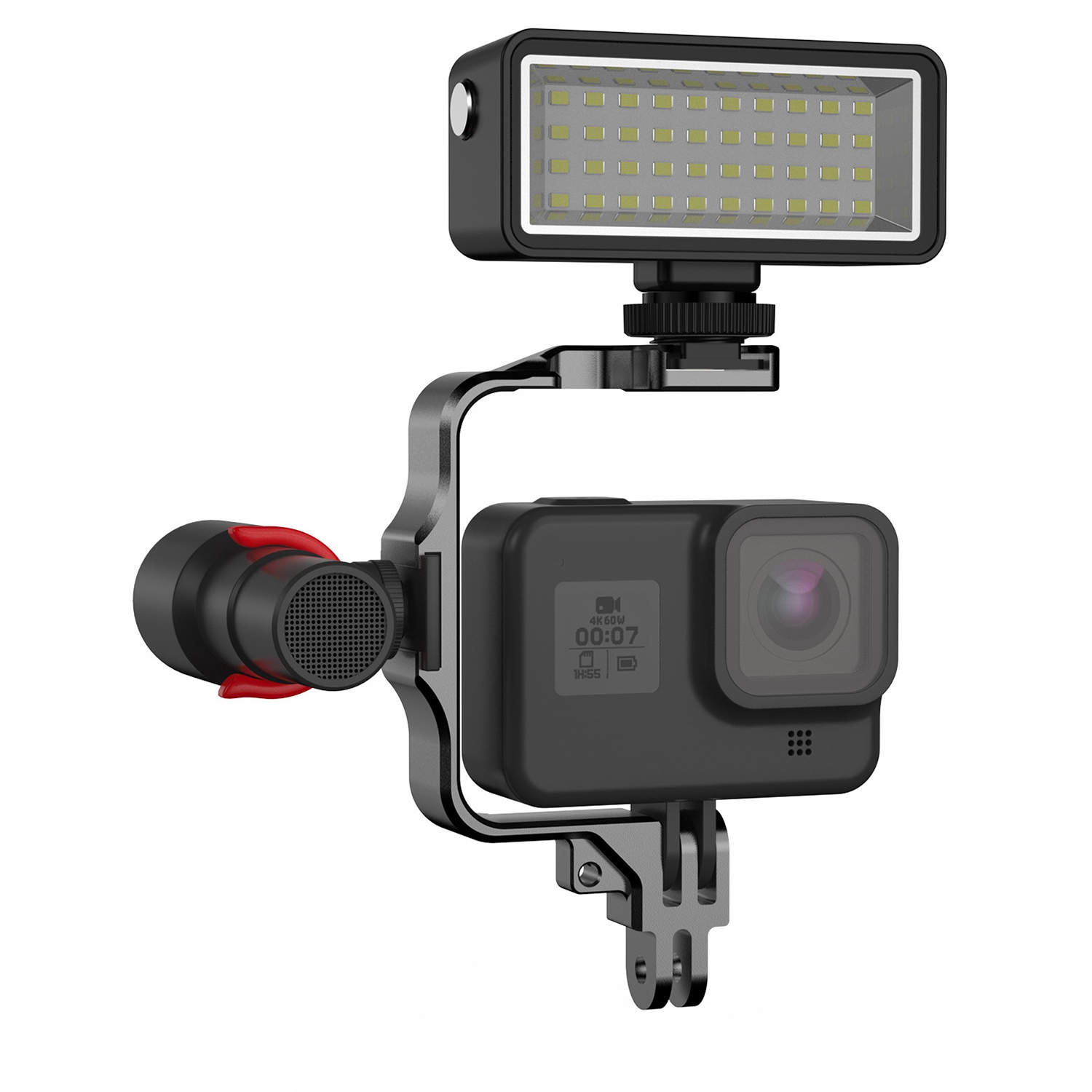 Camera Fill Light Diving Light Metal Frame with Cold Shoe Mount for GoPro Hero 11 10 9 8 7 Dji Action 3 Camera Mount. 