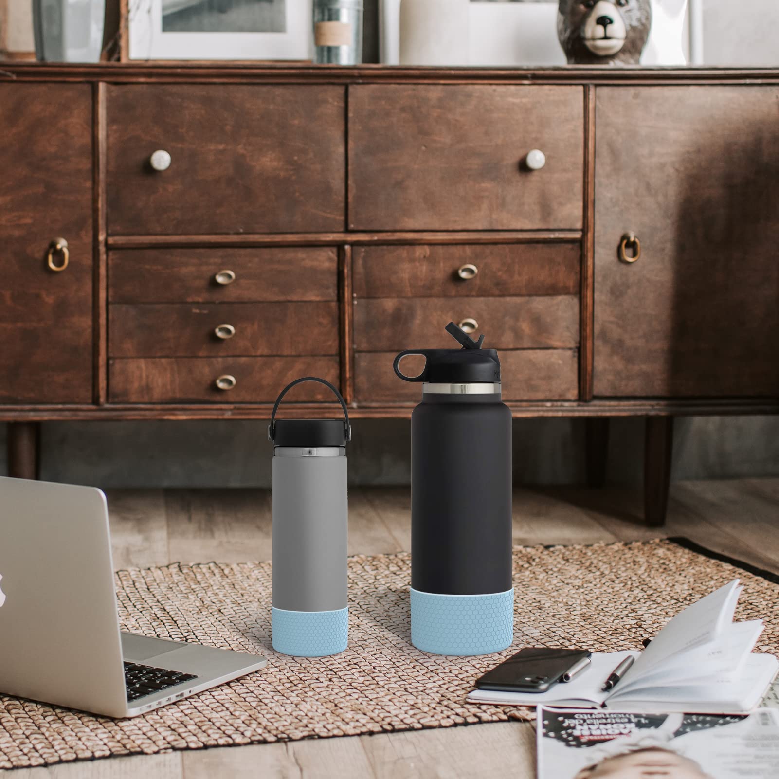 Aquaflask Silicone Boot 22oz / 32oz / 40oz Hexagon Texture Silicon Boot for Aquaflask, Hydro Flask Boot Anti-Slip Flex Aquaflask Boot 14oz-40oz Aqua Flask Silicone Boot Protect More Water Bottle Aquaflask Rubber Cover Aquaflask Accessories. 