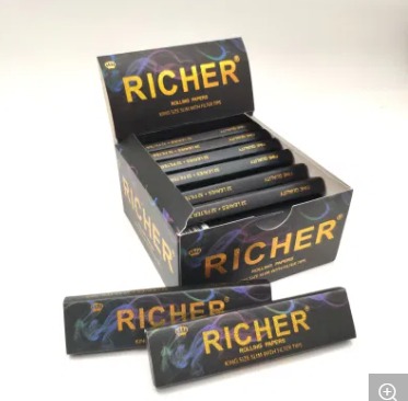 Premium Cigarette Rolling Papers with Tips (single, 1-1 4, kingslim size) FULL BO XN PAPER. 