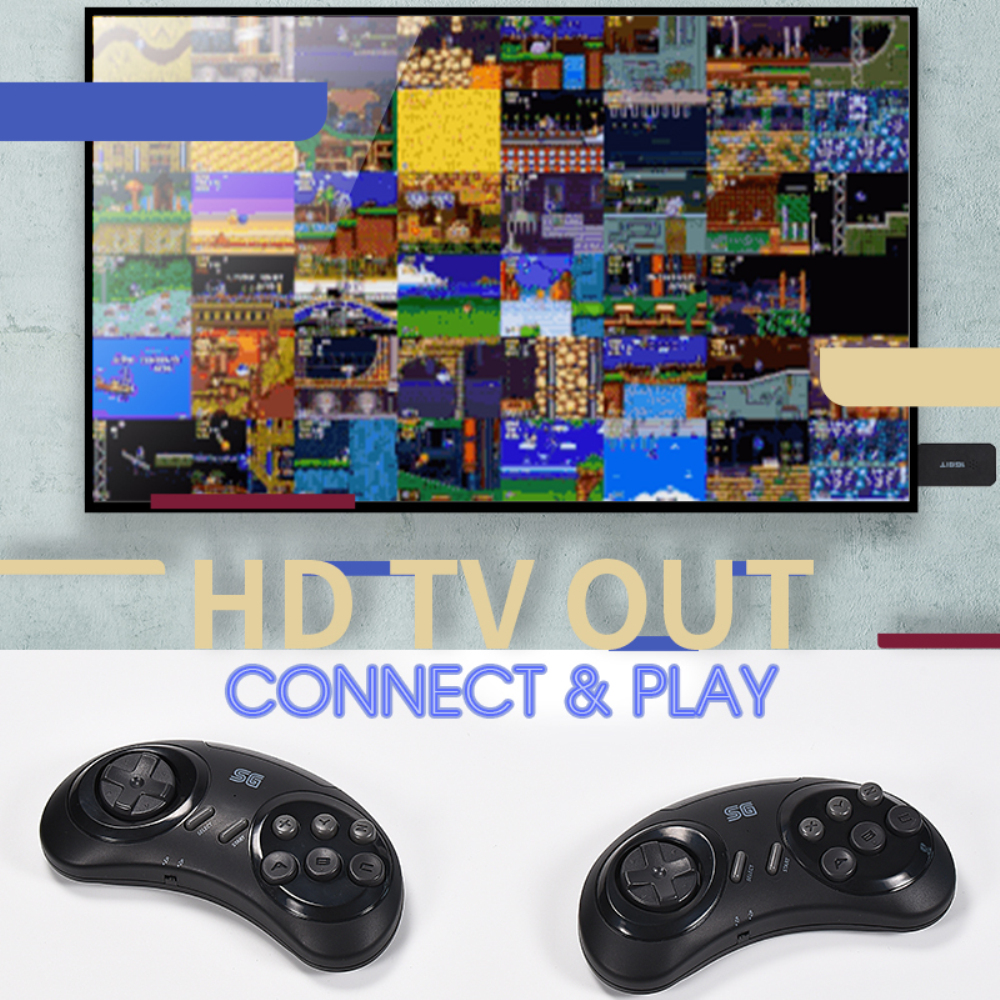 Video Game Console For Sega Genesis Mega Drive 16-bit MD Wireless Retro Console Dendy Game Stick Support TV OutPut. 