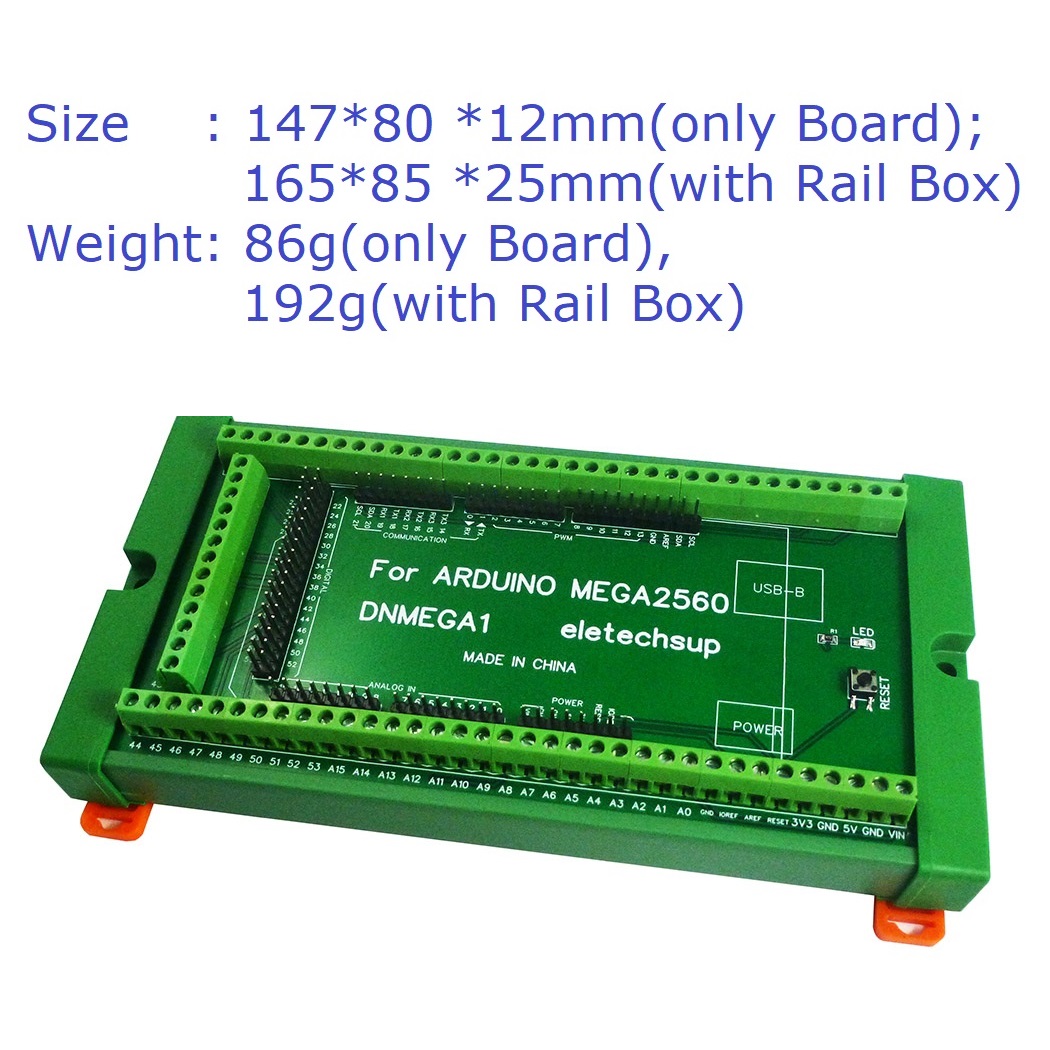 DNMEGA1 DIN Rail Mount Screw Terminal Blorelaxck Adapter Module for Arduino MEGA-2560 R3. 