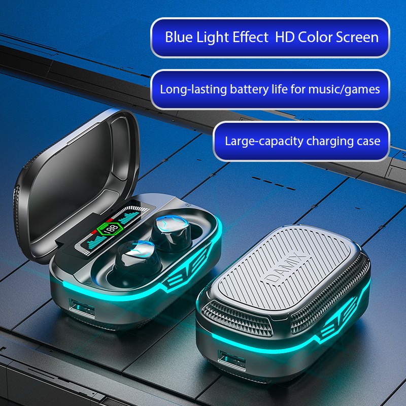 TWS Wireless Bluetooth 5.5 in Ear Earbuds Colorful LED Digital Display Atmosphere Breathing Light Game Headset E-sports Low Delay Headphones Handfree Headset. 