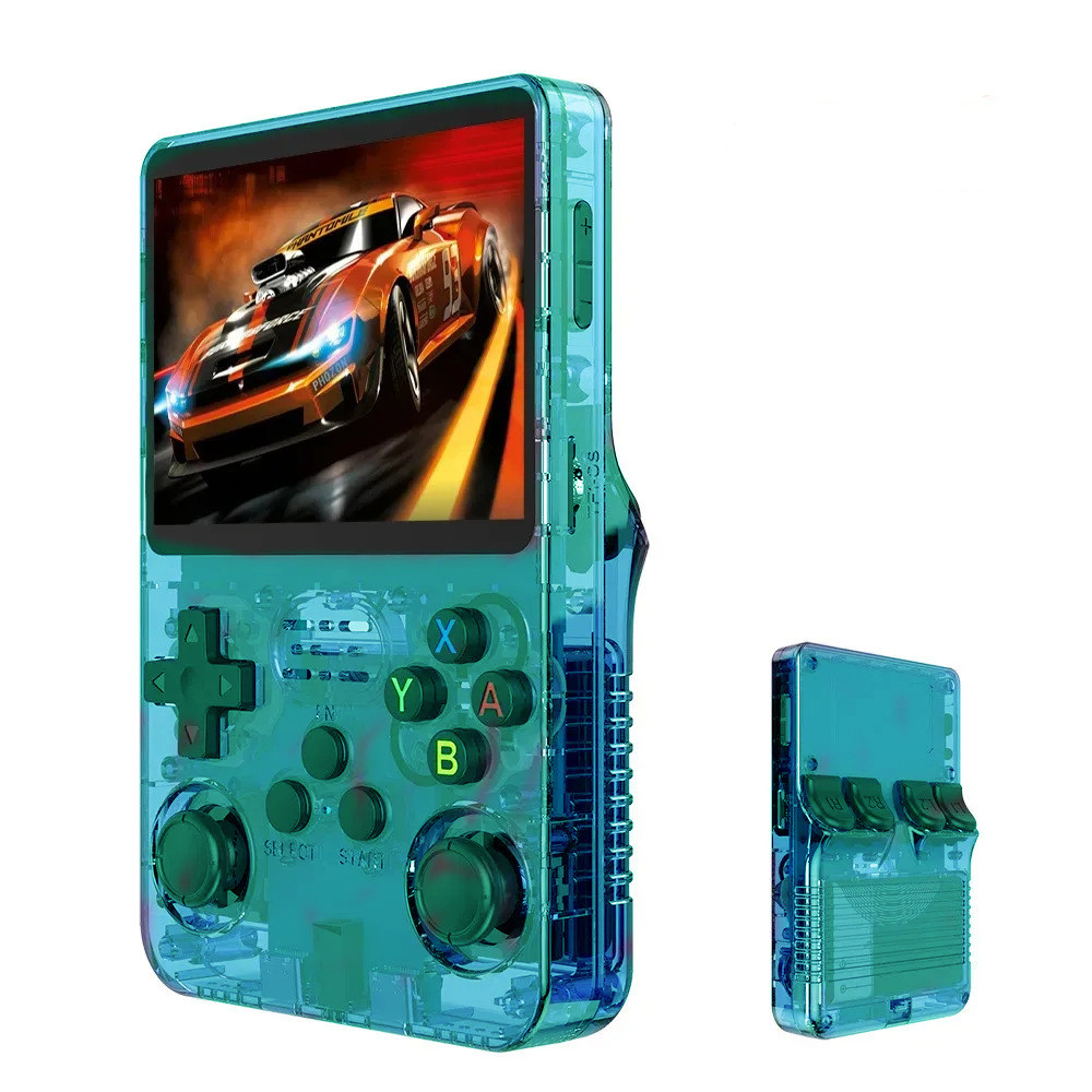 R36S Handheld Game Console 3.5-inch Retro Handheld Video Games Consoles 64GB Built-in 15000 Games Blue Color and Green color