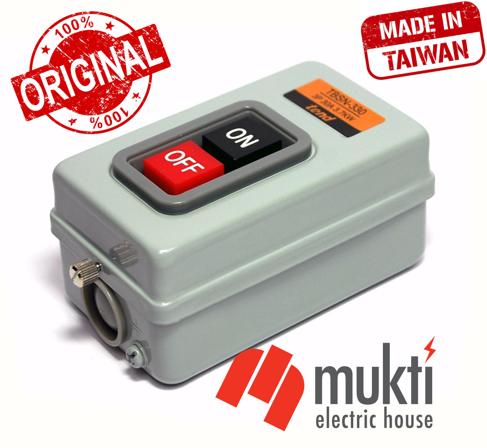 Imported Taiwan tend 30A TBSN-330 Push Button Power Switch Metal Case On-Off Lock Pump Machine Socket. 