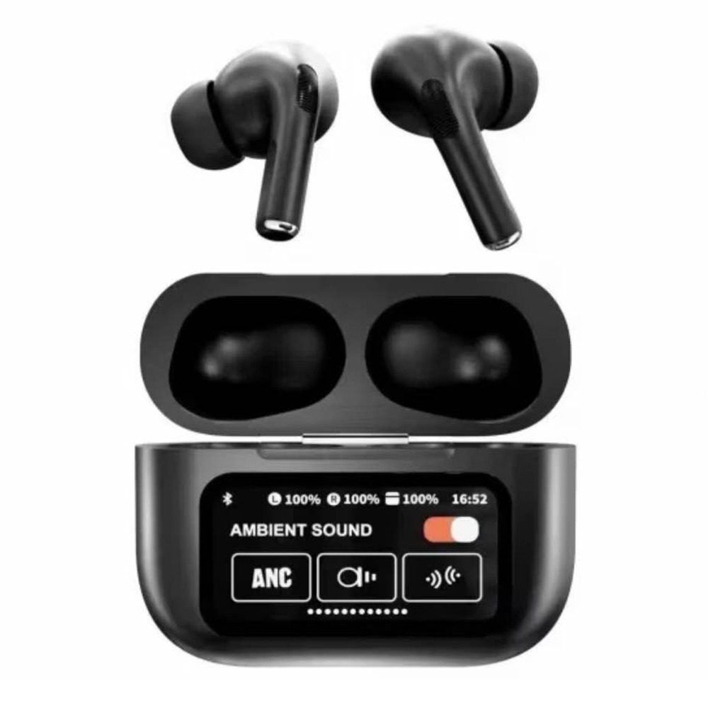 AirPods A9 Pro Touch Screen Display with ANC ENC Double Dark Earbuds 2024