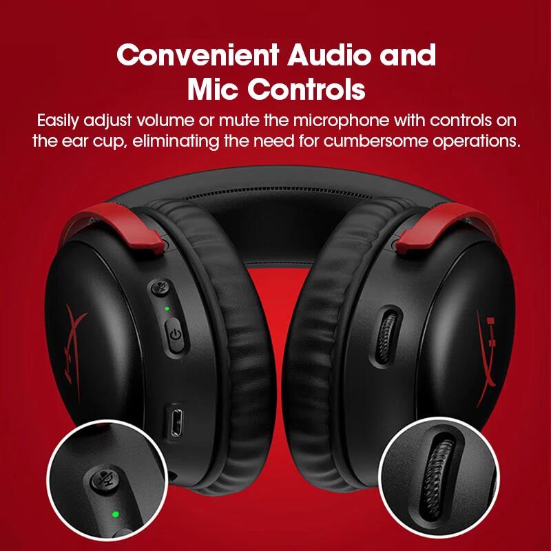 HyperX Cloud 3 IIl Wireless Gaming Headset FPS headset Noise Cancellation Condenser mic 120 hours battery life For PC PS4/PS5. 