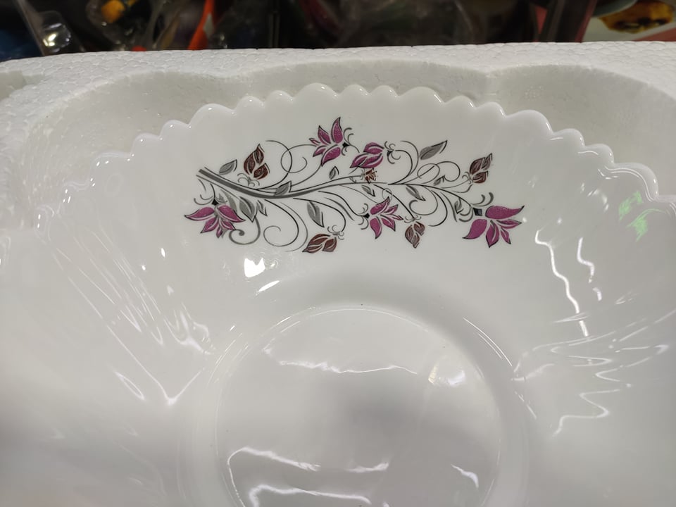 15 Pcs Pyrex Opal Glassware White Oven Save Dinner Soup Set.White Art Printed,Firni Set. 