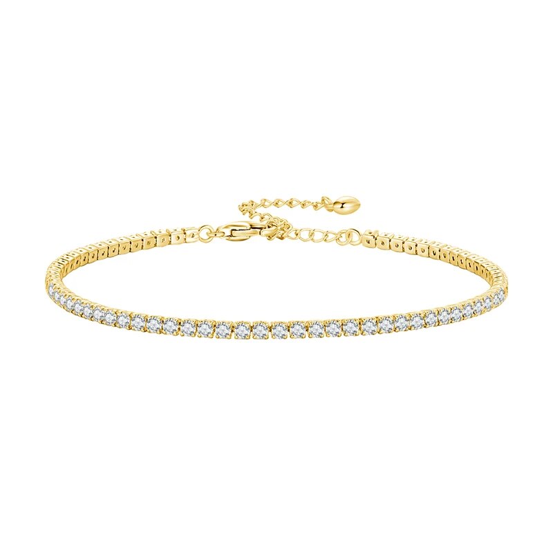 BAMOER 925 Sterling Silver Women Adjustable Tennis Bracelet - Platinum Plated Clear 3mm Cubic Zirconia Classic Tennis Bracelet