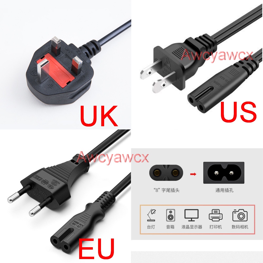 AC cable 100V-240V power PS4 PS3 PS2 Adapter Cord 150cm 1.5M 2 Prong C7 Laptop Lead 3 Pin Charger HP printer Converters