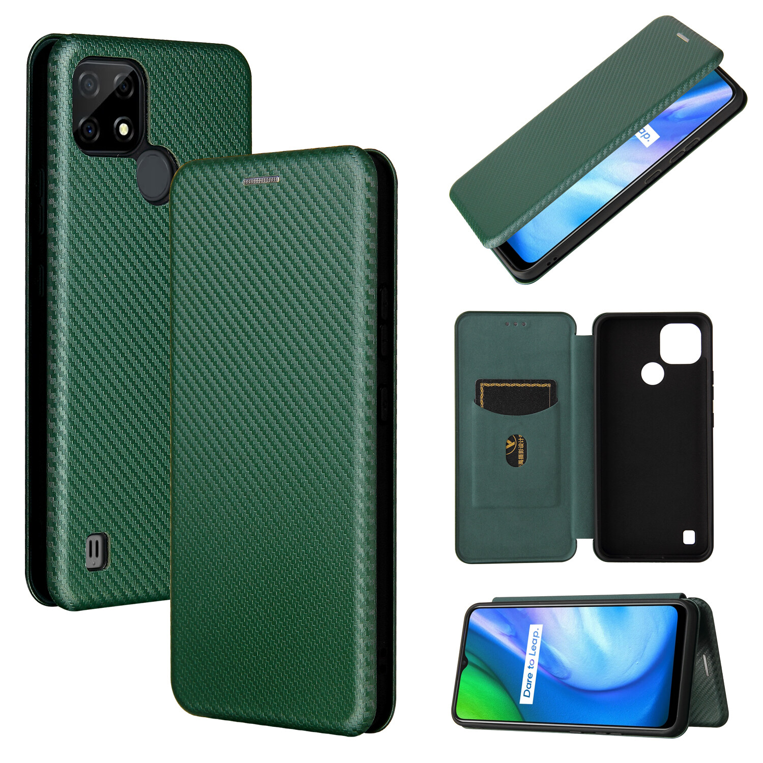 xprmy for Realme C21 case carbon Fiber Magnetic Flip Wallet ShockProof Phone Case