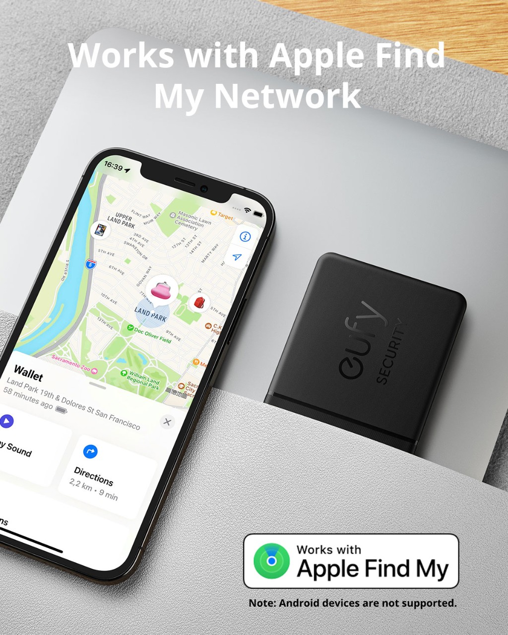 eufy Security SmartTrack Card Works with Apple Find My Wallet Tracker Phone Finder Water Resistant 3-Year Battery Life. 