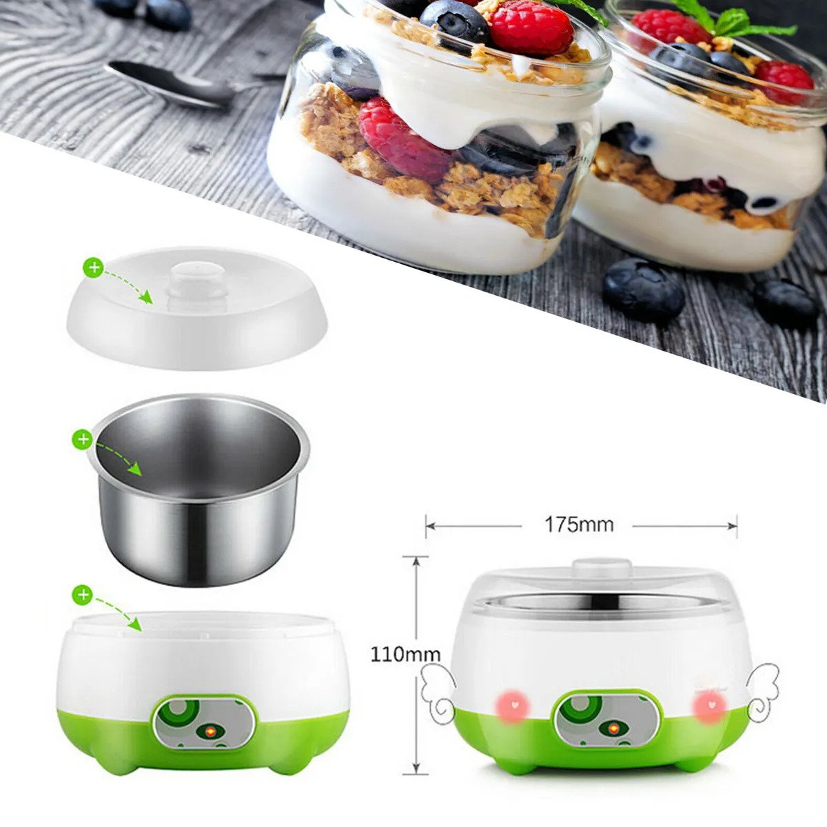 15 Watt (ABS + PP) Material Automatic Yogurt (Doi) Maker with 8-15 Hours Preparation Time - 1Litter. 