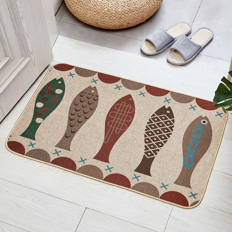 Cross-border linen floor mats, kitchen entrance, bathroom, toilet, rubber non-slip blanket, wear-resistant household absorbent foot mat