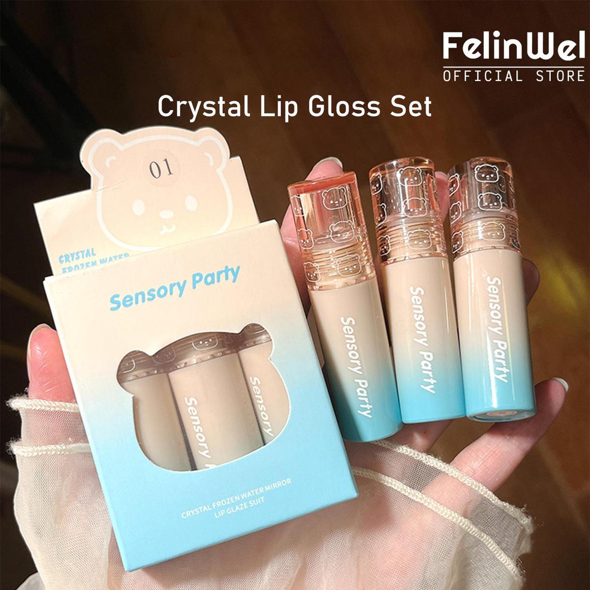 SENSORY PARTY - 3 PCS Lip Gloss Set Matte or Glitter Set High Pigmentation Long-lasting Lightweight