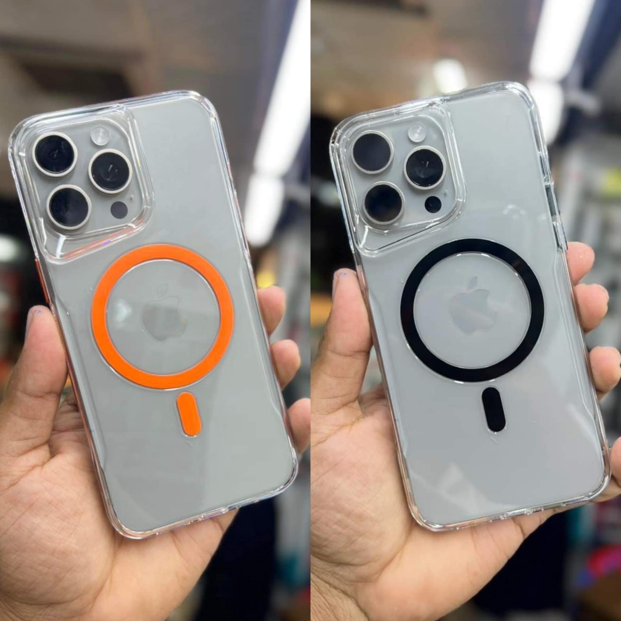 For iPhone 11, 11 Pro, 11 Pro Max, 12, 12 Pro, 12 Pro Max, 13, 13 Pro, 13 Pro Max, 14, 14 Pro, 14 Pro Max, 15, 15 Pro, 15 Pro Max, 16, 16 Pro Max, Ultra Hybrid Transparent Orange and Black Edition NFC Case Yellowing Resistance Magsafe Tpu Back Cover. 