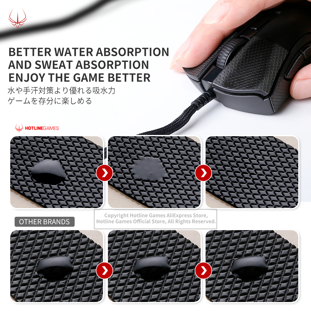 2 Pcs Hotline Games 2.0 Plus Mouse Anti-Slip Grip Tape DIY Version for Mouse,Grip Upgrade,Moisture Wicking,Pre Cut,Easy to Apply. 