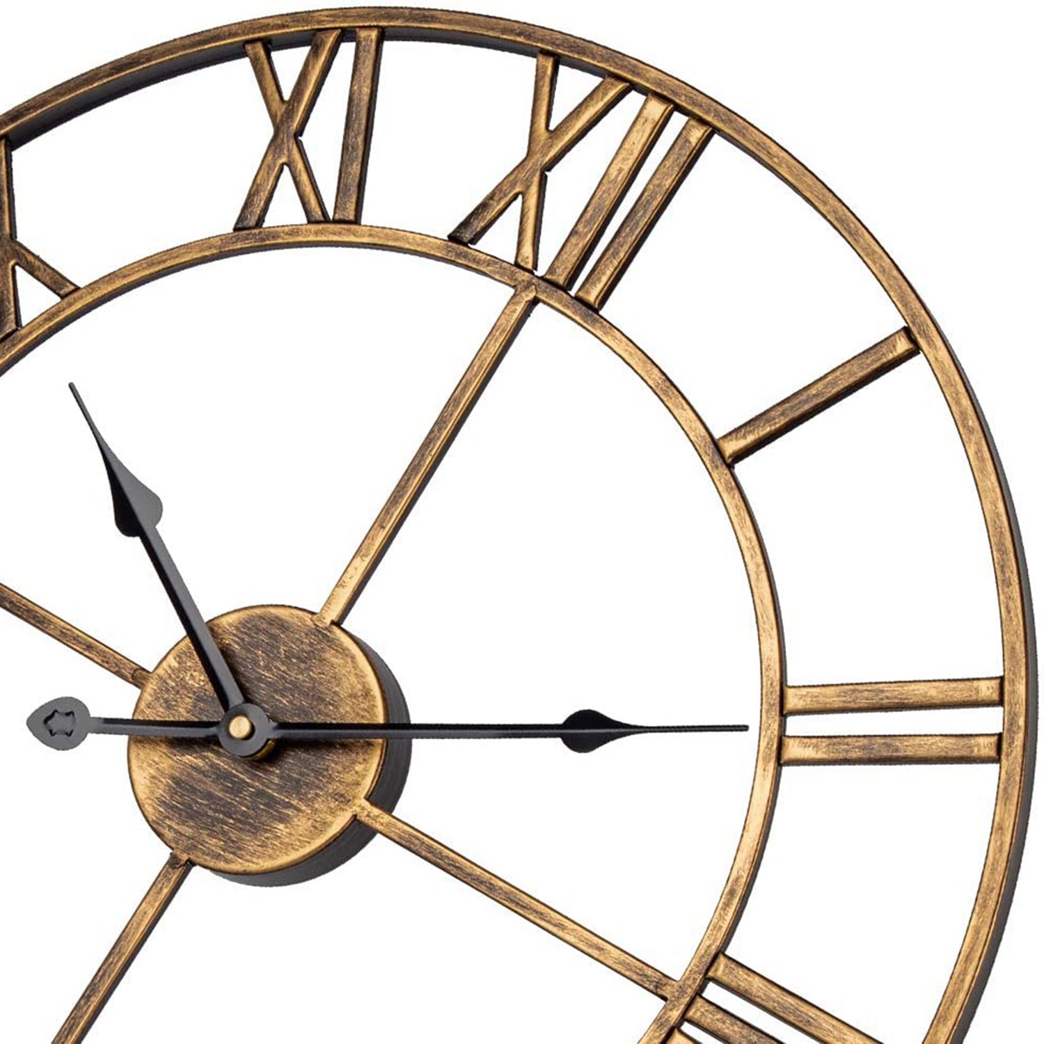 Wall Clock,Retro Analog Golden Metal Clock Ancient Roman Numeral Style Silent Quartz Movement Wall Clock for Home Decor. 