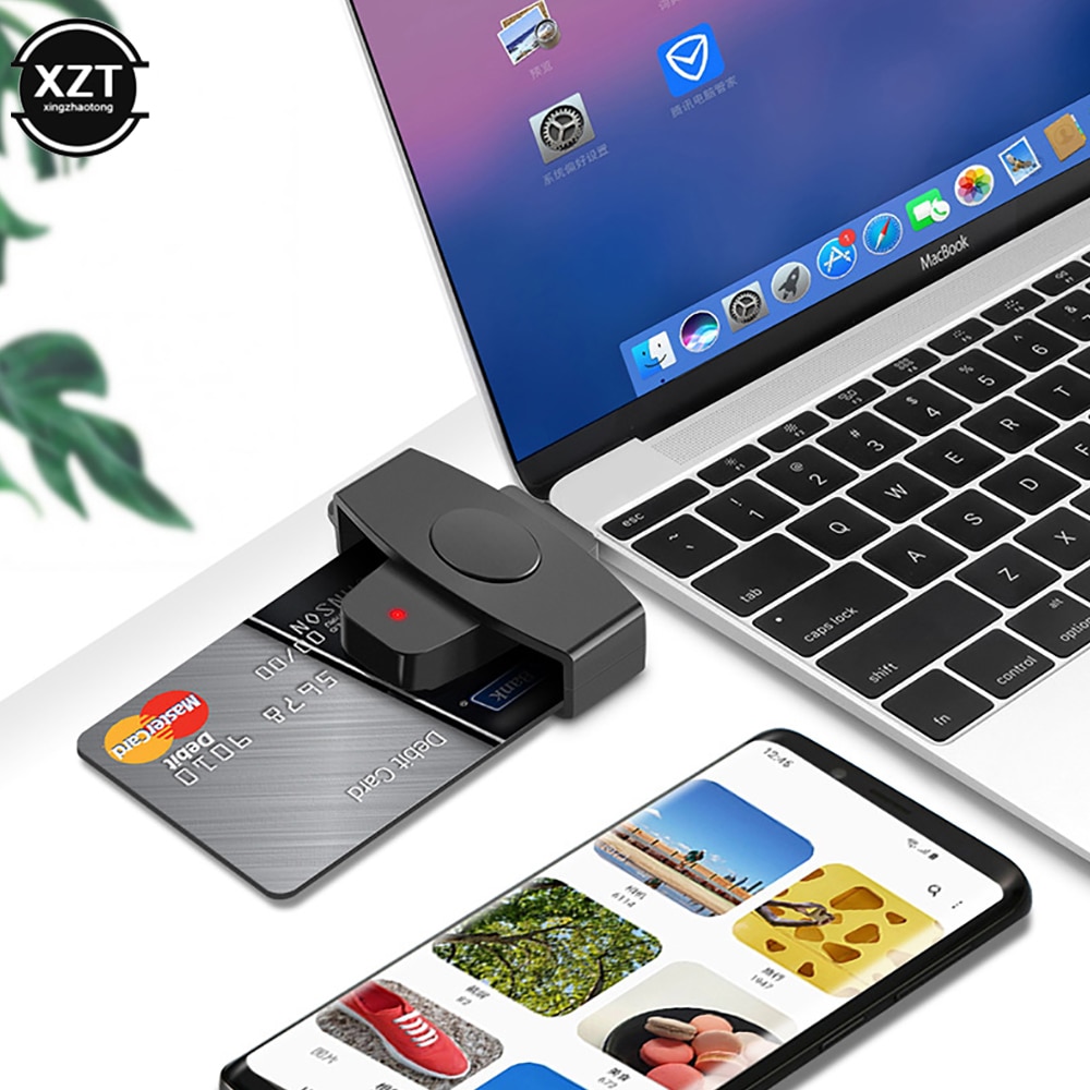 62*24mm USB C Smart Card Reader Sim Cloner Type C Adapter for DINE dni Citizen ID Bank EMV SD Card External for Mac/Android OS. 