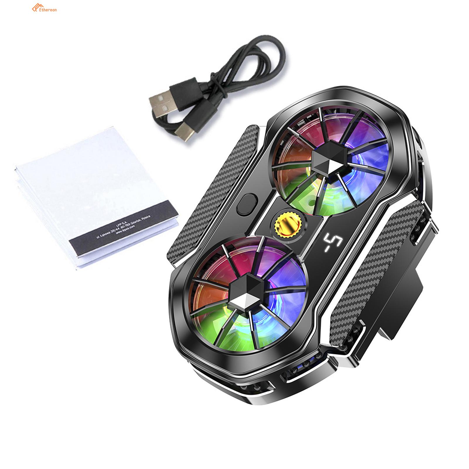 Ethereon Mobile Phone Radiator Rgb Mobile Phone Cooling Fan with Digital Display Universal Cellphone Cooler for Heat Sink
