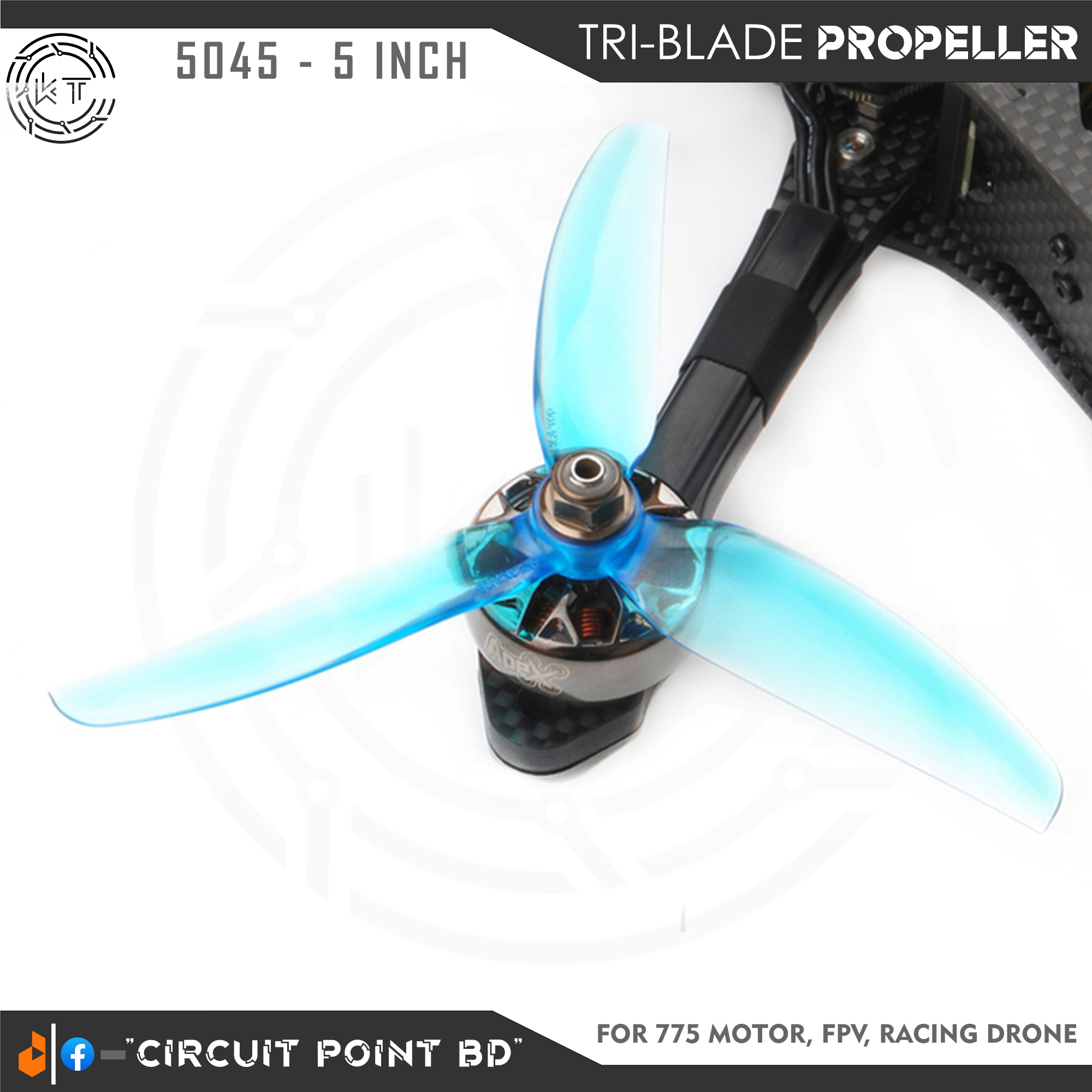 2Pcs 5 Inch Propeller (CW + CCW) 3 Blade / Tri-Blade High Quality Props for Drone, FPV Racing Drone, Plane or Drone Camera.. 