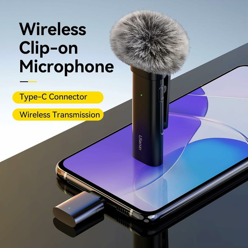 ULANZI WM-10 Wireless Lavalier Microphone for Smartphones, Plug-Play Mic with Type-C / Lightning Receiver For iPhone 15 Pro Max Samsung Galaxy S24 Ultra Video Recording Interview Youtubers Vloggers, 32.8ft Transmission Range. 