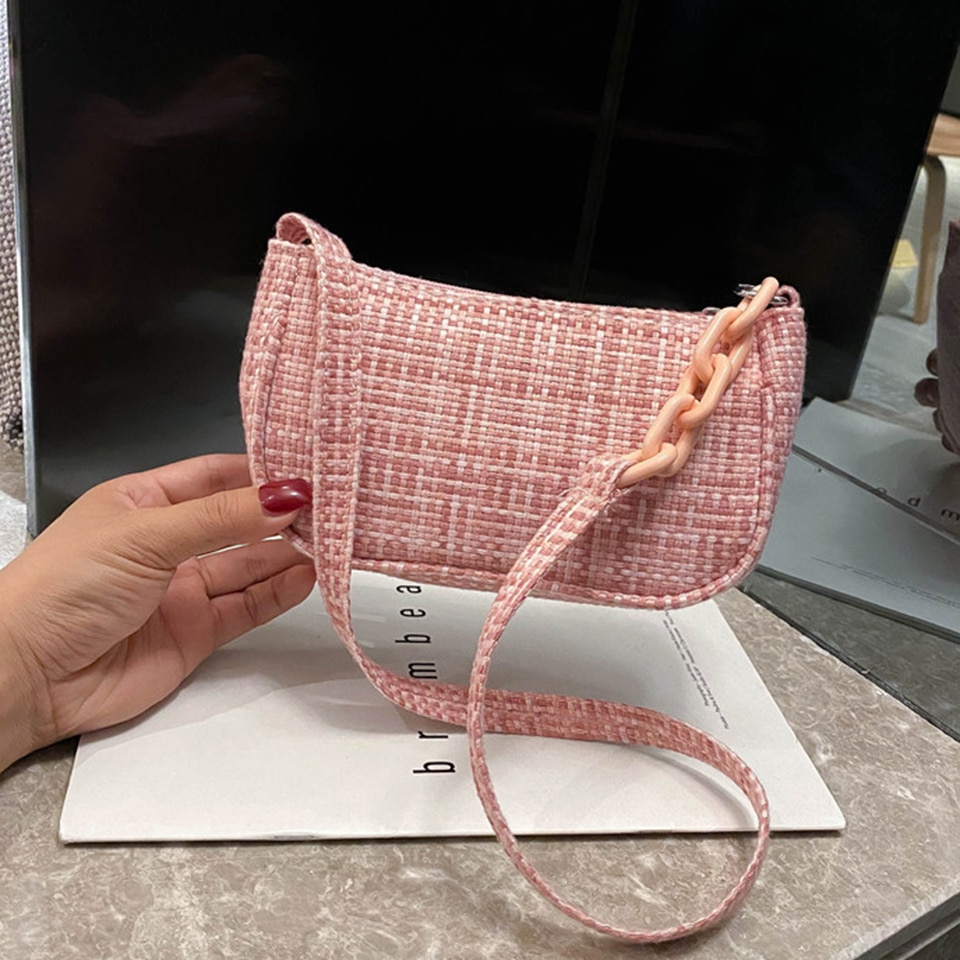 plaid mini bolsa