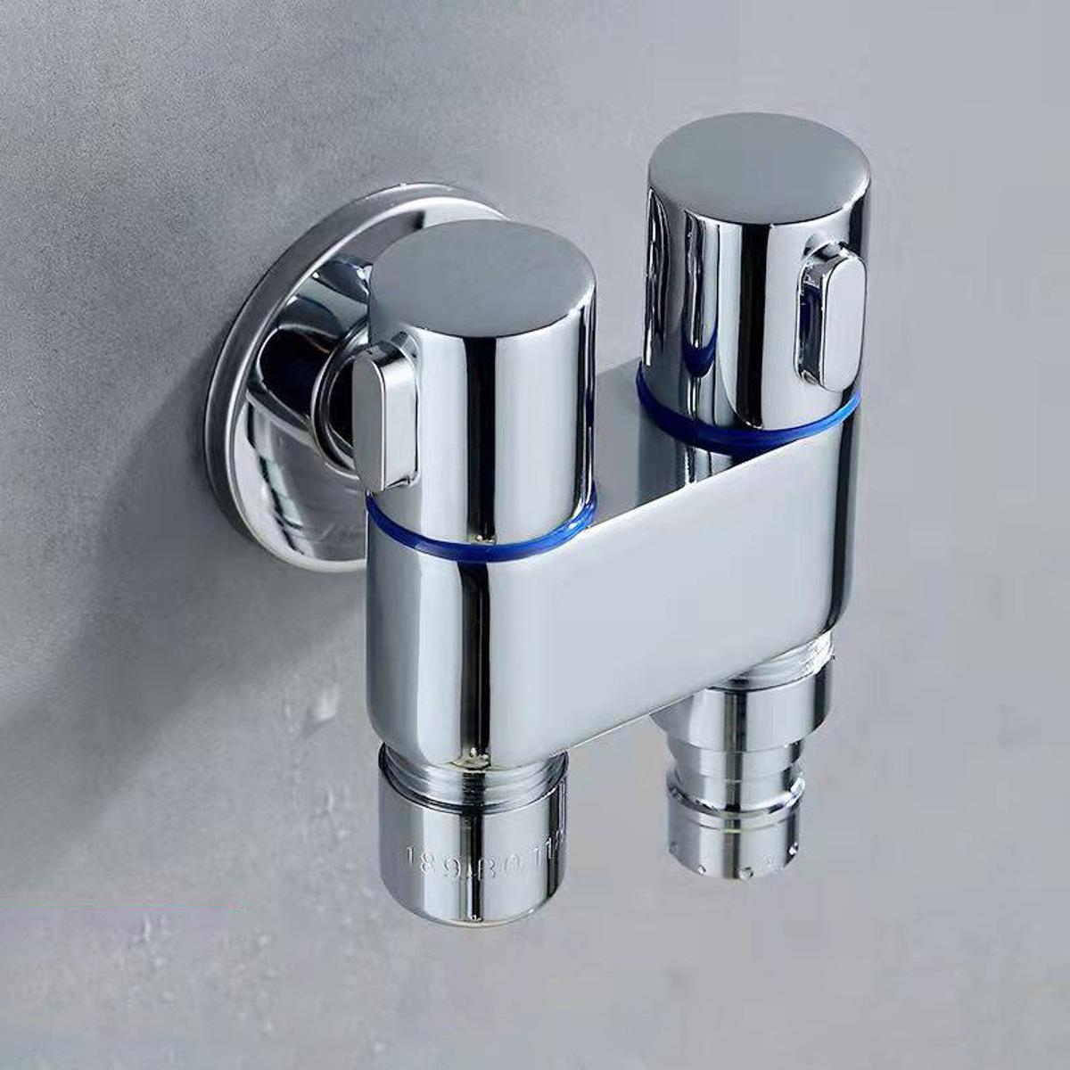 （New）1Pc G1/2 Zinc Alloy Three-way Filling angle Valve wall mount One Into Two Out water Cleaning prayer bathroom Acceorie
