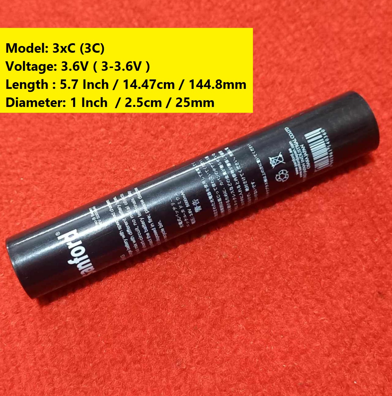 5000mAh Torch Light Battery 3xC Size 3C Battery 5.7 Inch Long Sanford 3.6V 5000mAh Battery 3.6V Rechargeable Battery 3.6V Battery 5000mAh Rechargeable Battery 3.6V Torch Light Rechargeable Battery. 