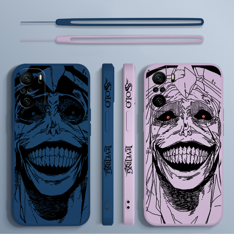 Solo Leveling Smiley For Xiaomi Redmi Note 13 12 12Pro 11 11S 11T 10S 10 Pro Plus 5G Liquid Left Rope Phone Case. 
