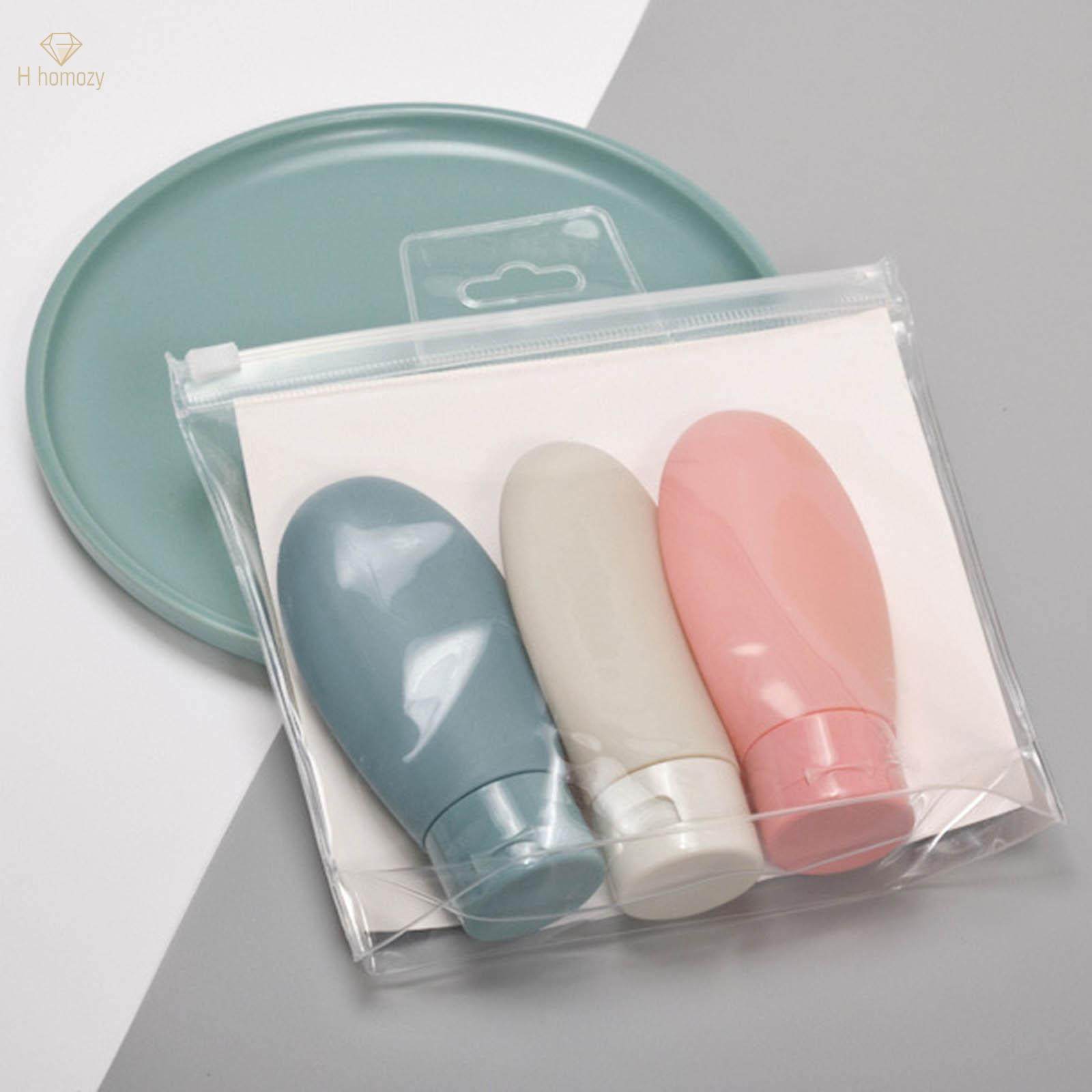 3Pcs Portable Travel Bottles Set Squeezable Toiletries Containers for Lotion. 