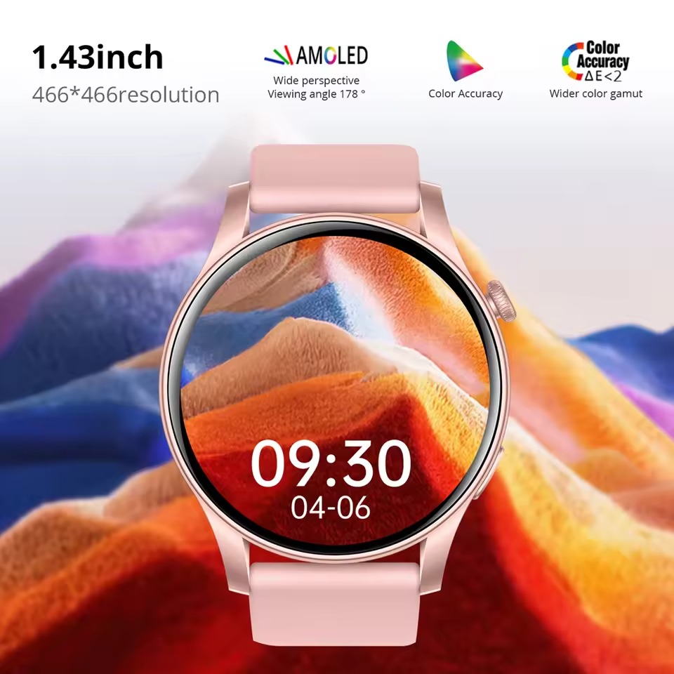 COLMI V73 Bluetooth Calling Smartwatch AMOLED Display, Health Fitness Tracking Waterproof Smart Watch. 
