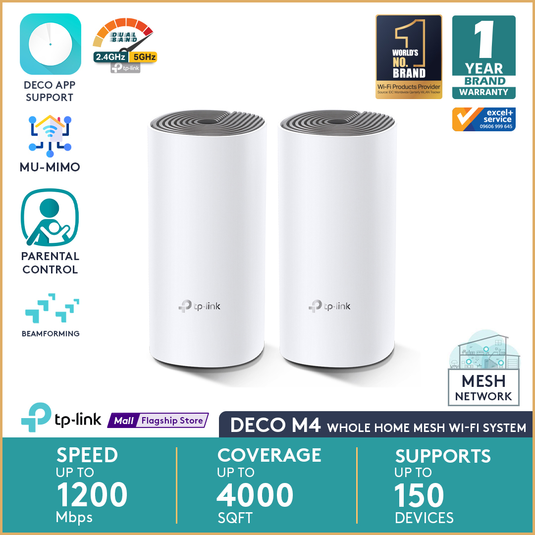 TP-Link Deco M4 AC1200 Whole Home Mesh Router Wi-Fi System - 2 Pack. 