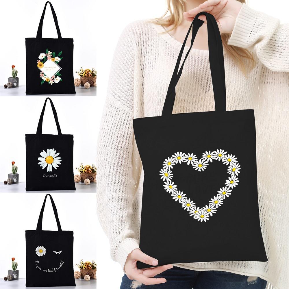 Versatile Shoulder Bag Multi-functional Handbag Canvas Shoulder Bag Daisy Print Handbag Printed Tote Bag