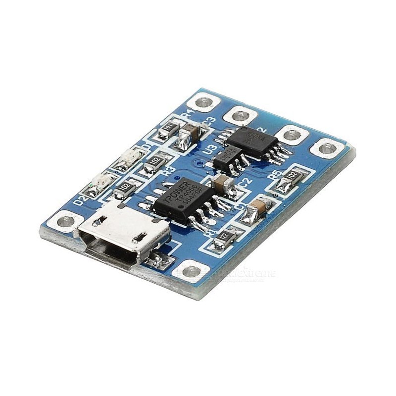 TP4056 Module: Micro USB 5V 1A 18650 Lithium Battery Charger Circuit with Dual Protection Functions". 