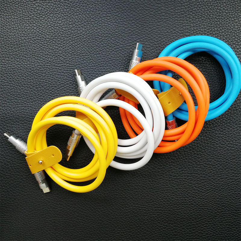 Type-c zinc alloy data cable PD super fast charging machine passenger line soft silicone machine gram charging cable 6A can be fixed length