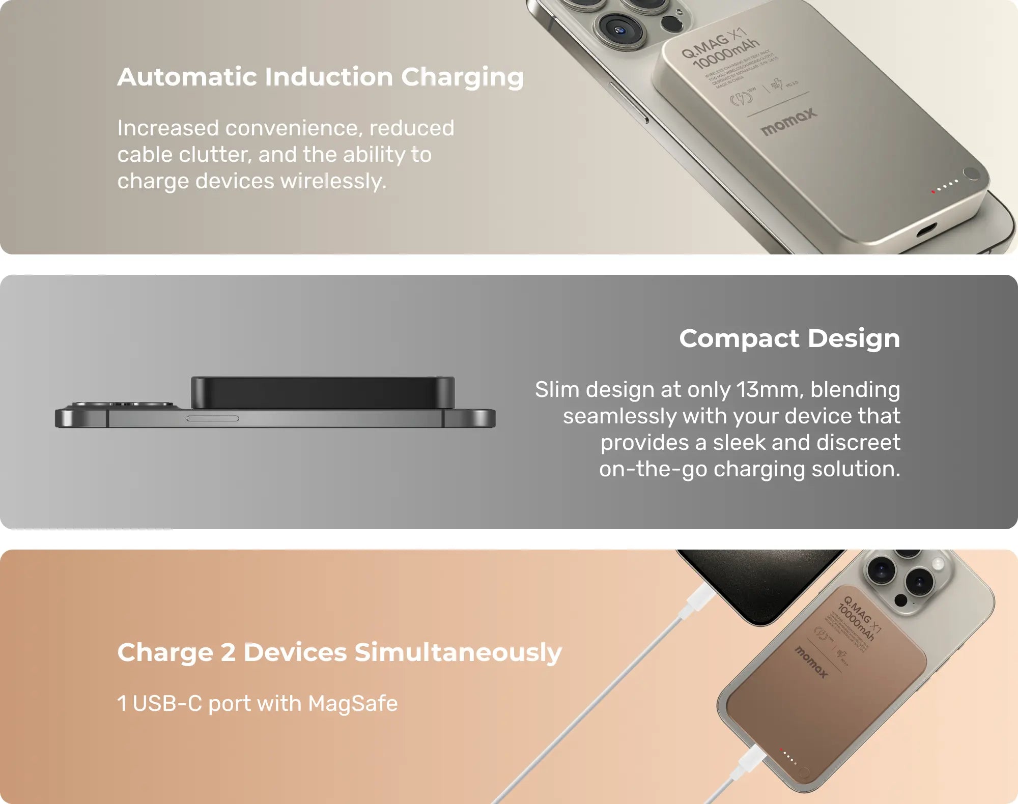 MOMAX Q.Mag X1 Magnetic Wireless Power Bank 10000mAh - Gen 2 | 3-Months Warranty by TRONZZ | Daraz.com.bd