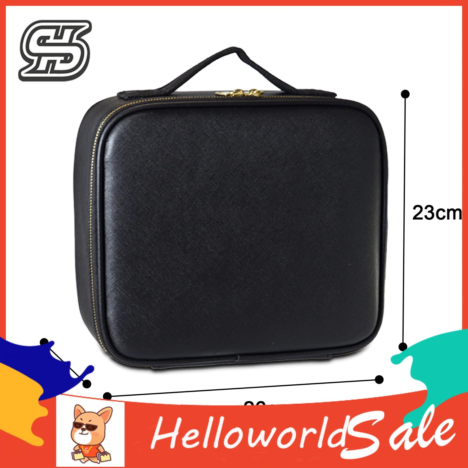 A lighted makeup mirror is installed on the makeup bag. The LED lights are adjustable in three colors, namely white, yellow and mixed colors. Ideal for use while applying makeup and has a charging function.