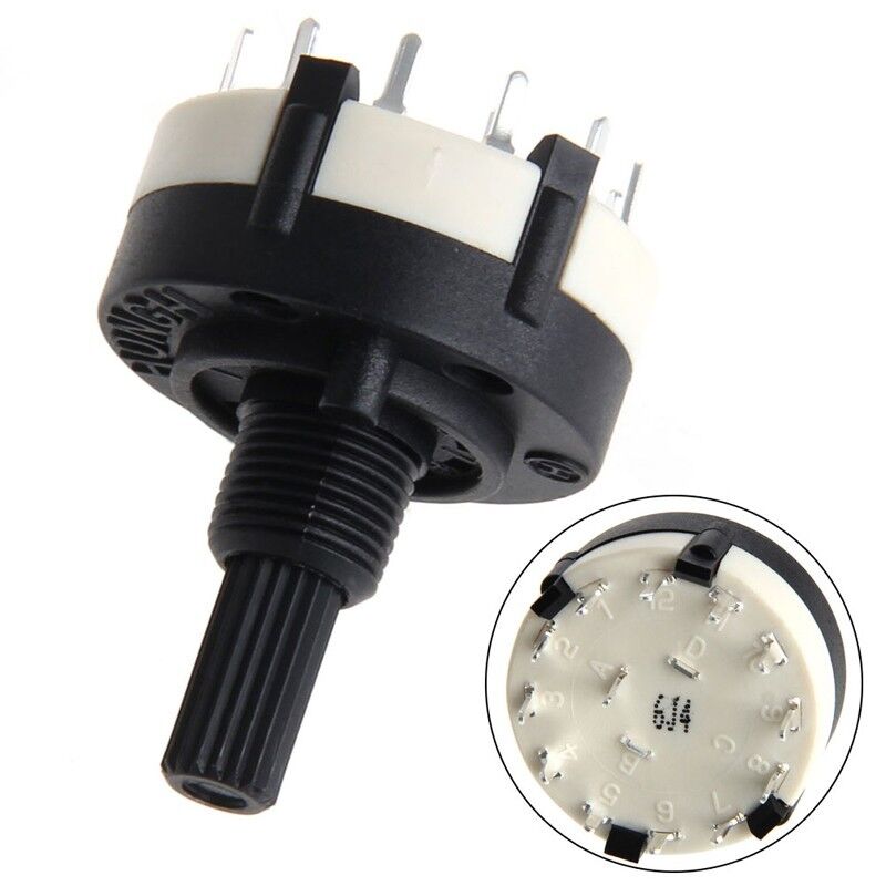 Rotary Switch RS26 1 Pole Position 12 Selectable Band Rotary Channel Selector Switch Single Deck Rotary Switch Band Selector Volume Switch Panel Mount Pot Switches. 