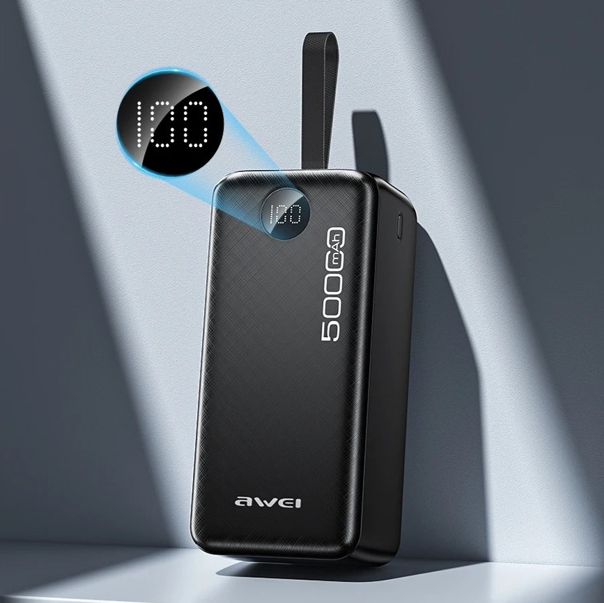 AWEI P36K 50000mAh High Capacity 2.1A Four Output & Two Input Ports Power Bank With LED Display. 