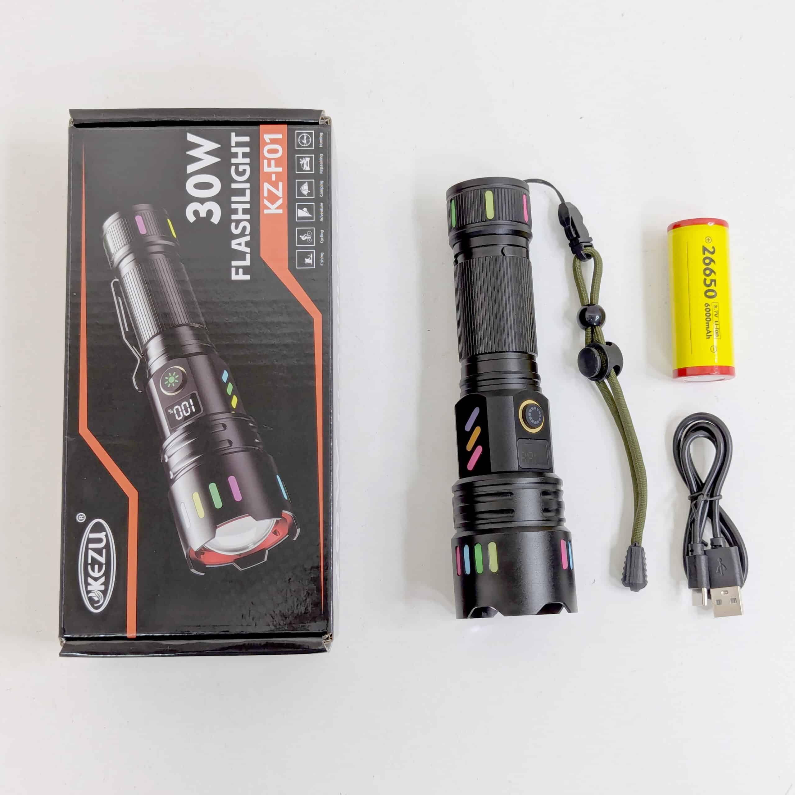 KEZU Lampu Suluh LED Flashlight Zoomable USB Rechargeable Made From Aluminum Torch Light Super Bright Camping Light